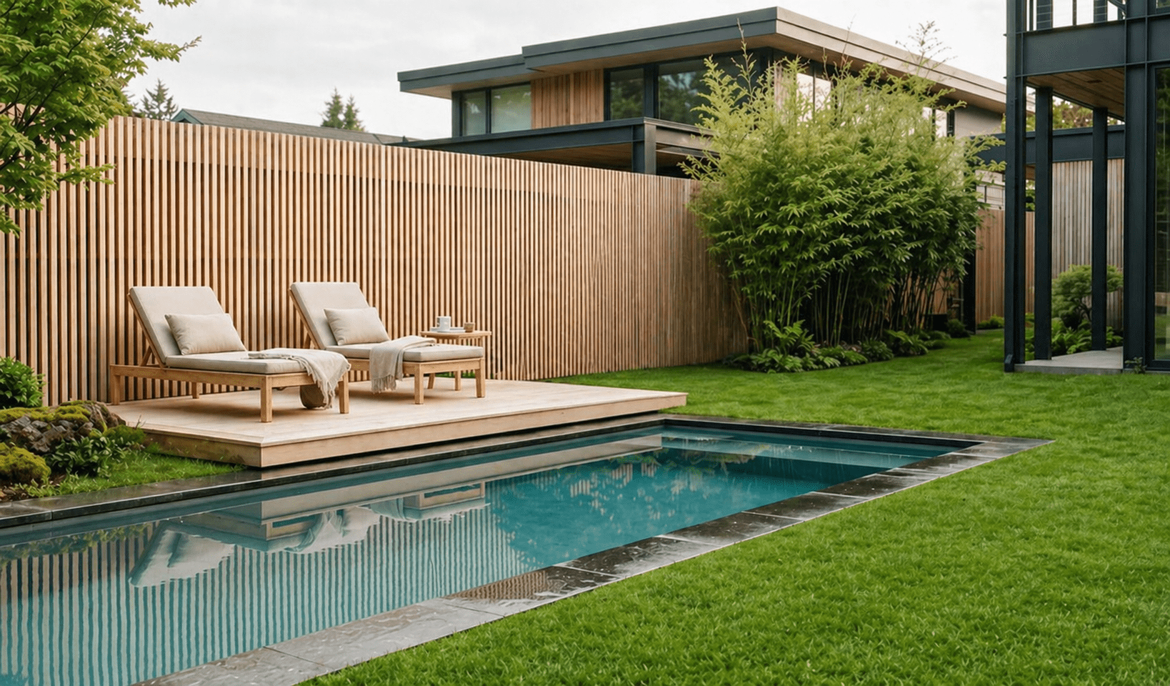 paisajismo alrededor de piscinas