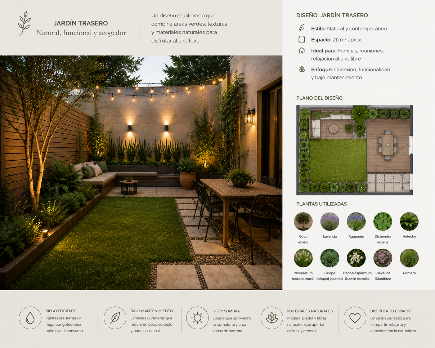 diseño de jardin trasero