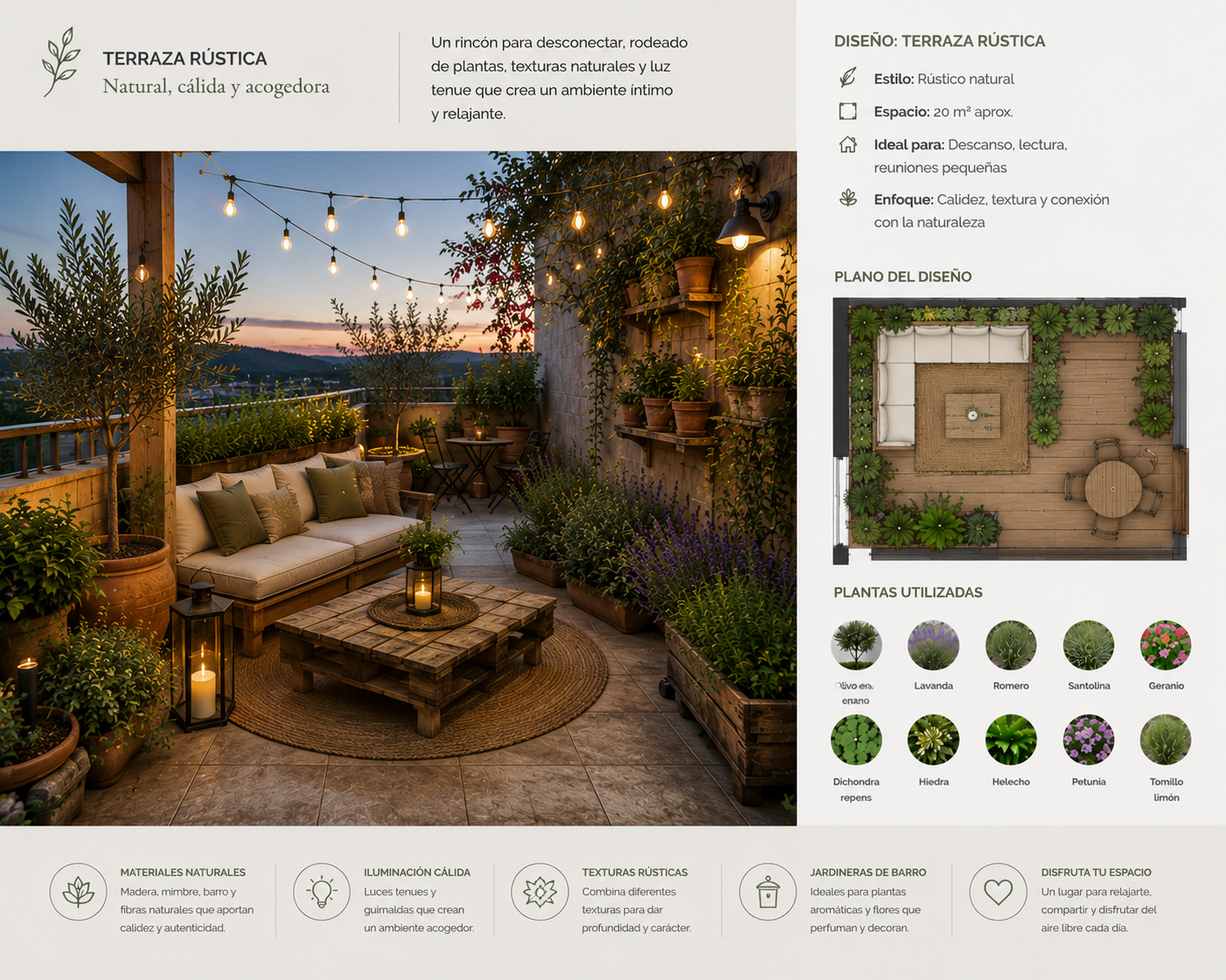 diseño de terraza rustica